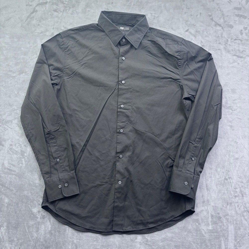 Uniqlo Mens Slim Fit Long Sleeve Button Down Shirt Black Large Preppy